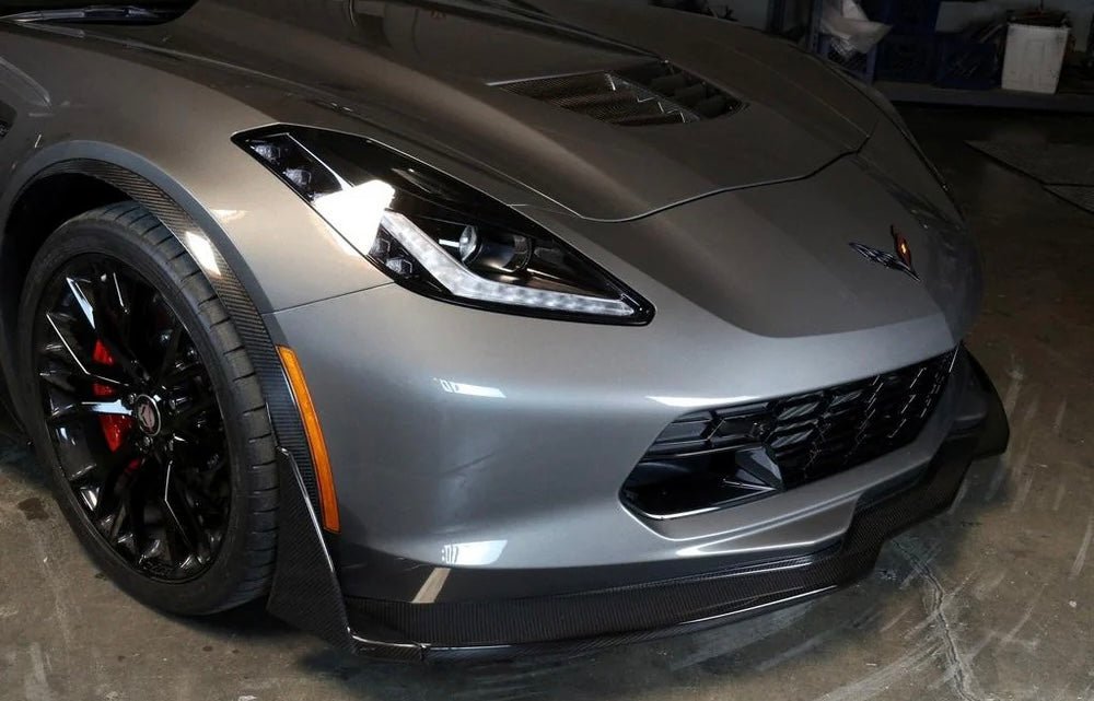 Chevrolet Corvette C7 Z06 Carbon Fiber Front Bumper Canards & Spats - Exotics Carbon Design