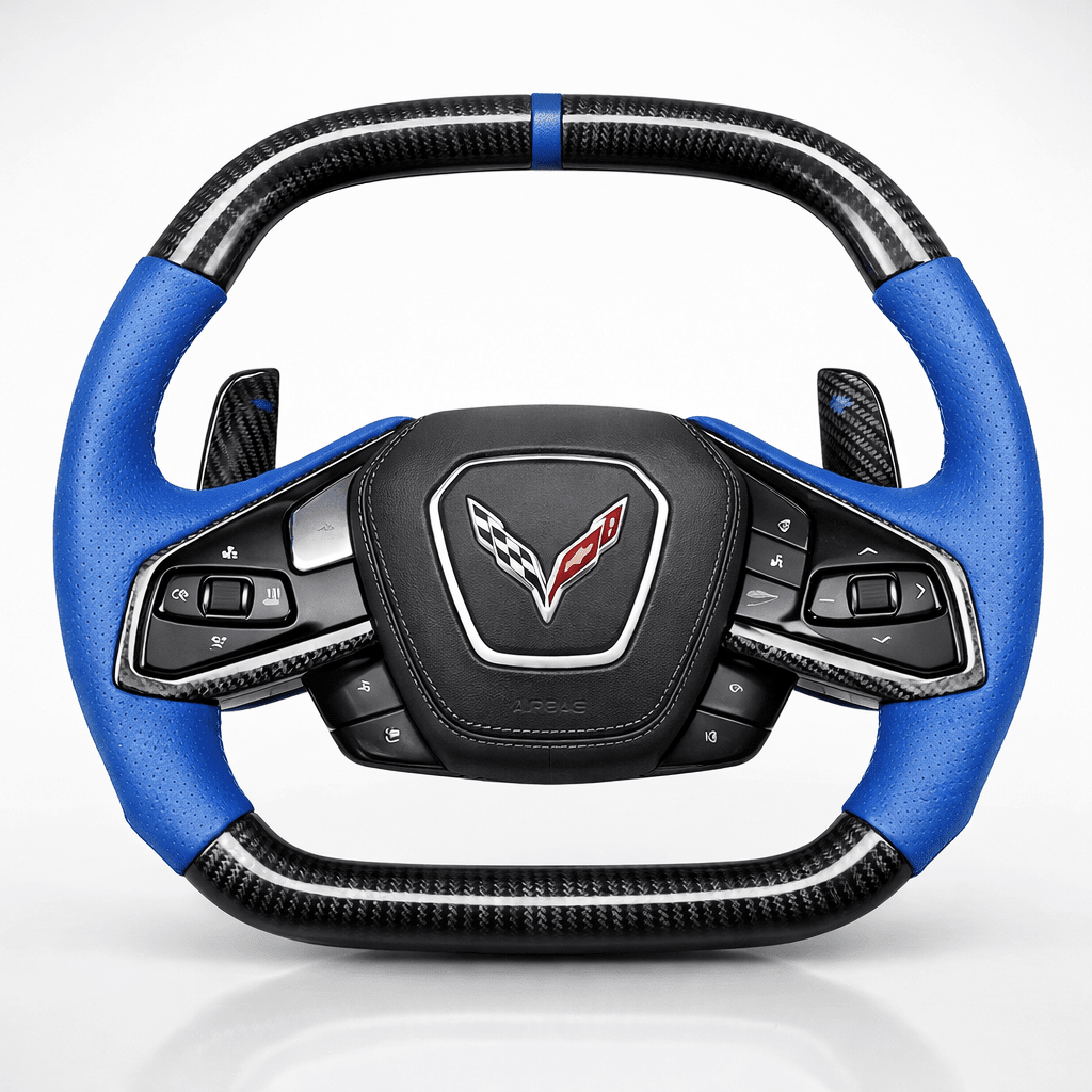 Chevrolet Corvette C8 Carbon Fiber & Leather Steering Wheel - Exotics Carbon Design