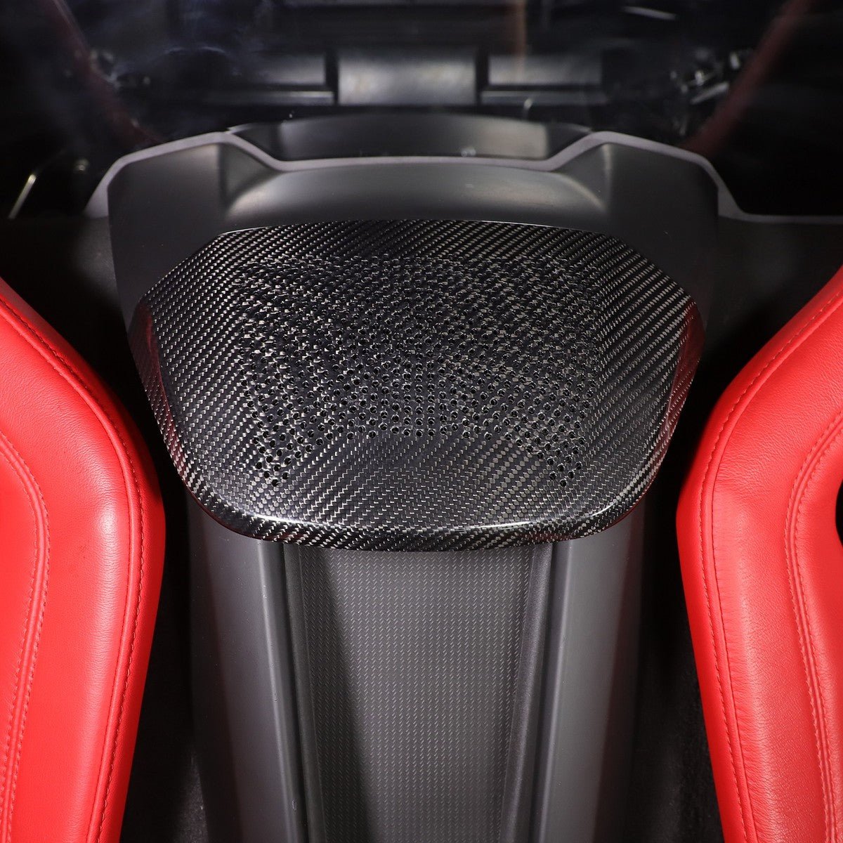 Chevrolet Corvette C8 - Carbon Fiber Waterfall Speaker Trim Cover with Corvette Logo (2020–2026) - Exotics Carbon Design