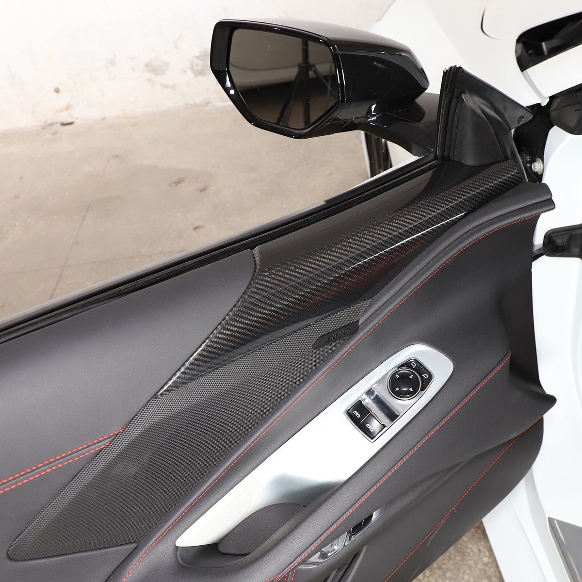 Chevrolet Corvette C8 Real Carbon Fiber Door Speaker Upper Trim Covers - Exotics Carbon Design