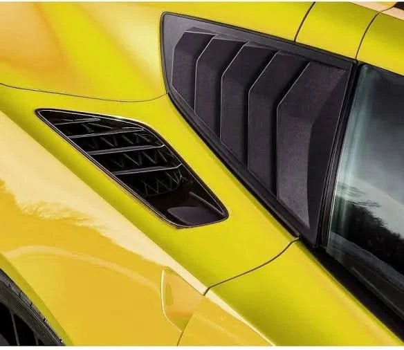 Corvette C7 (2014–2019) – Gloss Black Window Triangle Shutter Deflectors - Exotics Carbon Design