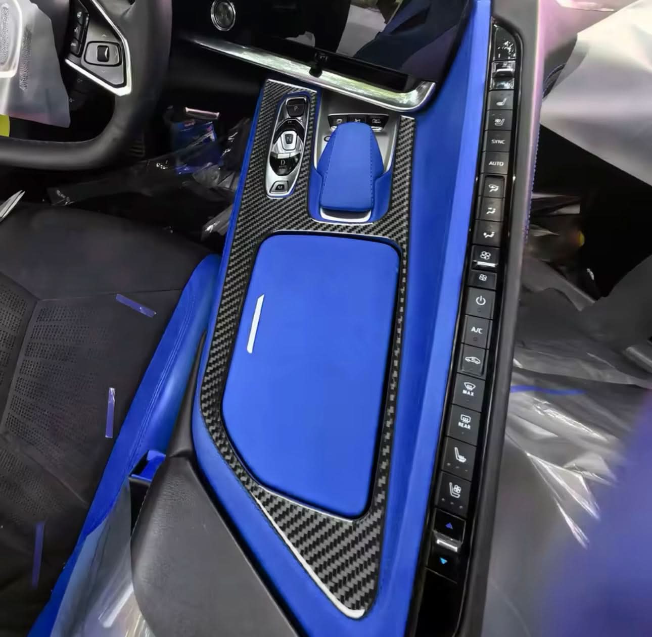 Corvette C8 (2020–2025) - Carbon Fiber Sticker Gear Shift Console Trim - Exotics Carbon Design