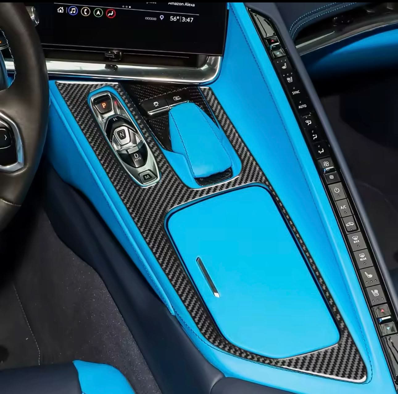 Corvette C8 (2020–2025) - Carbon Fiber Sticker Gear Shift Console Trim - Exotics Carbon Design