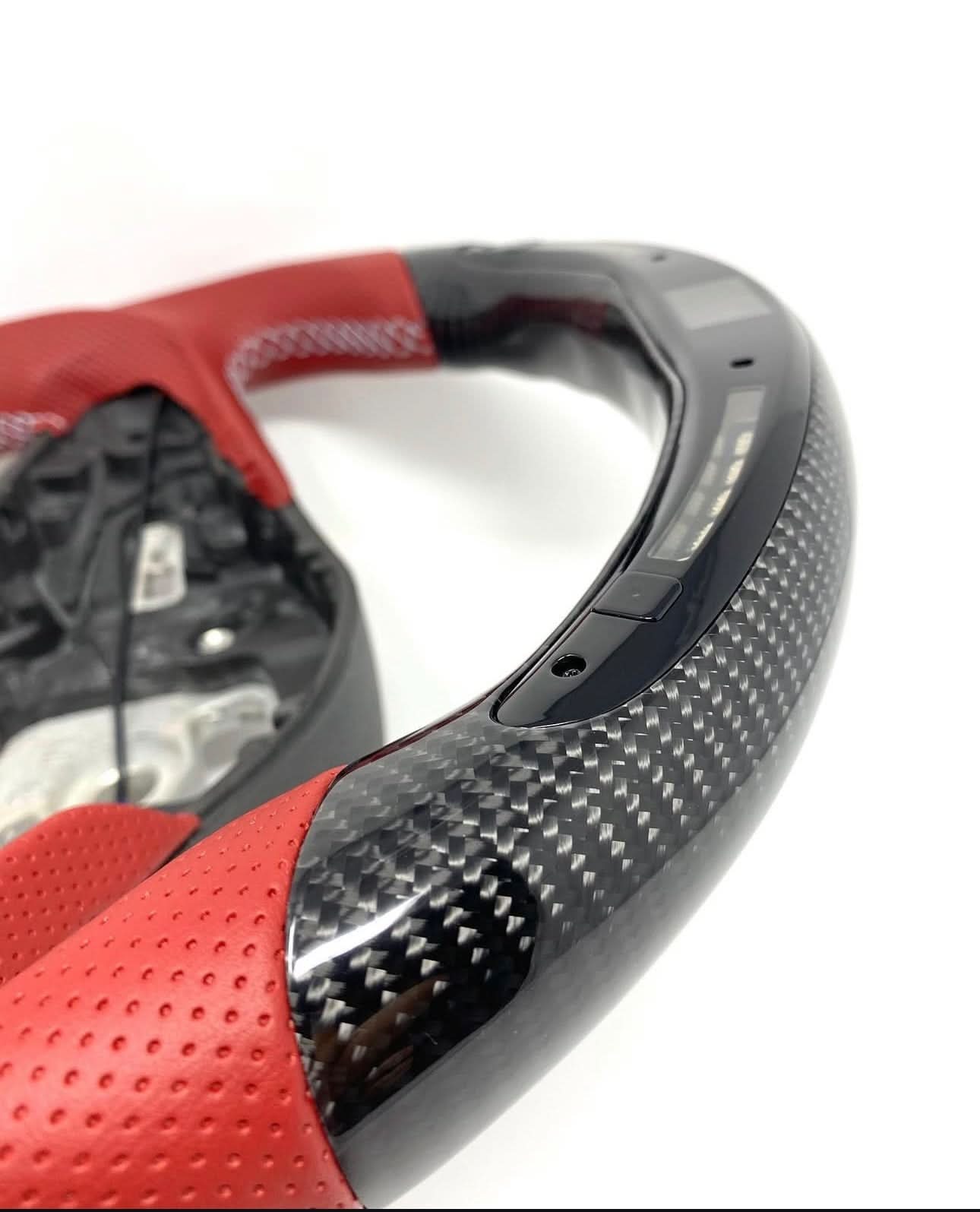 Custom LED Carbon Fiber & Red Leather Steering Wheel - Toyota GR Supra A90 / A91 (2020–2025) - Exotics Carbon Design