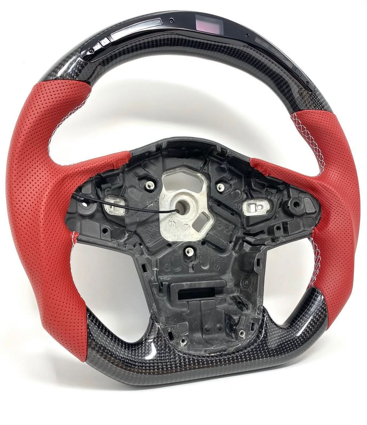 Custom LED Carbon Fiber & Red Leather Steering Wheel - Toyota GR Supra A90 / A91 (2020–2025) - Exotics Carbon Design