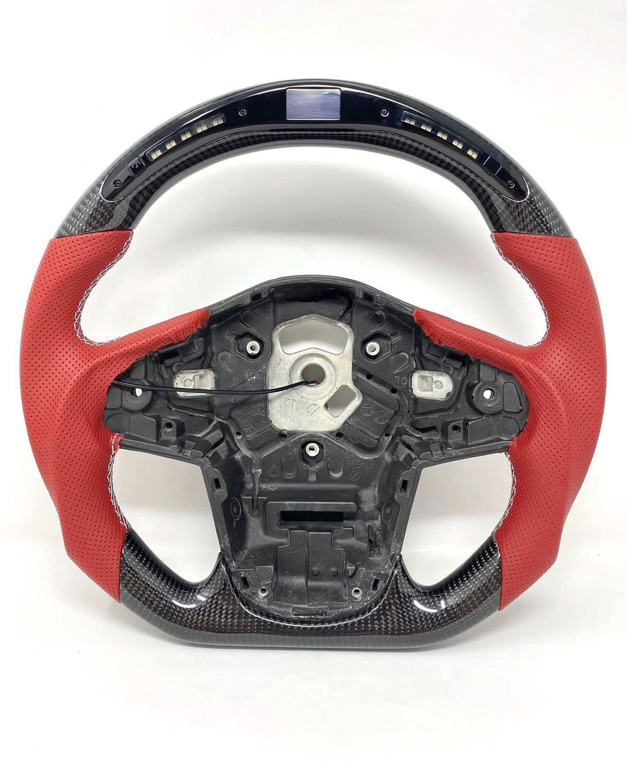 Custom LED Carbon Fiber & Red Leather Steering Wheel - Toyota GR Supra A90 / A91 (2020–2025) - Exotics Carbon Design