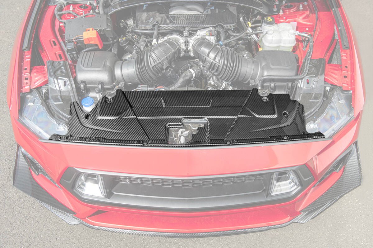 Direct Replacement Carbon Fiber Radiator Shroud for 2024+ Ford Mustang - Exotics Carbon Design