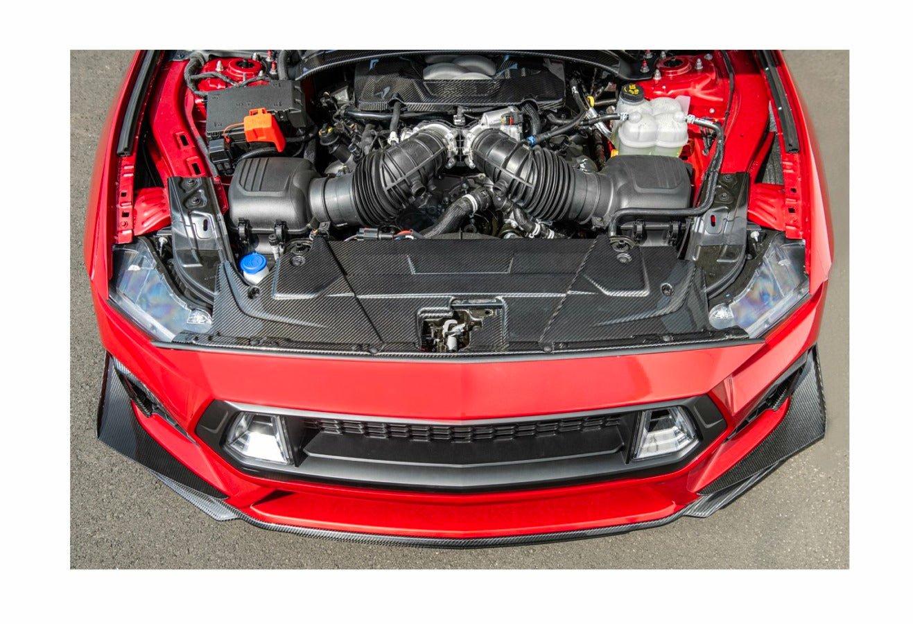 Direct Replacement Carbon Fiber Radiator Shroud for 2024+ Ford Mustang - Exotics Carbon Design