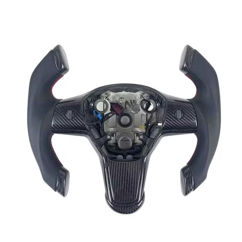F1 - Style Carbon Fiber & Leather Steering Wheel – Tesla Model Y / Model 3 (2017 - 2023) - Exotics Carbon Design