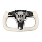 F1 - Style Carbon Fiber Steering Wheel with White Leather – Tesla Model 3 / Model Y (2017 - 2023) - Exotics Carbon Design