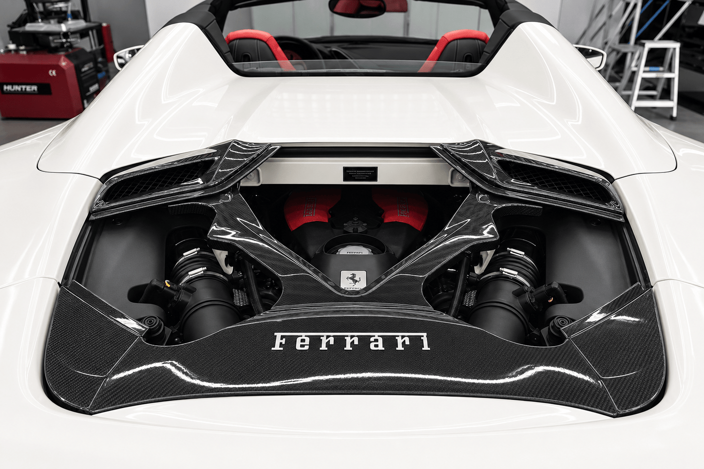 Ferrari 488 Spider Transparent Carbon Fiber Engine Bonnet - Exotics Carbon Design