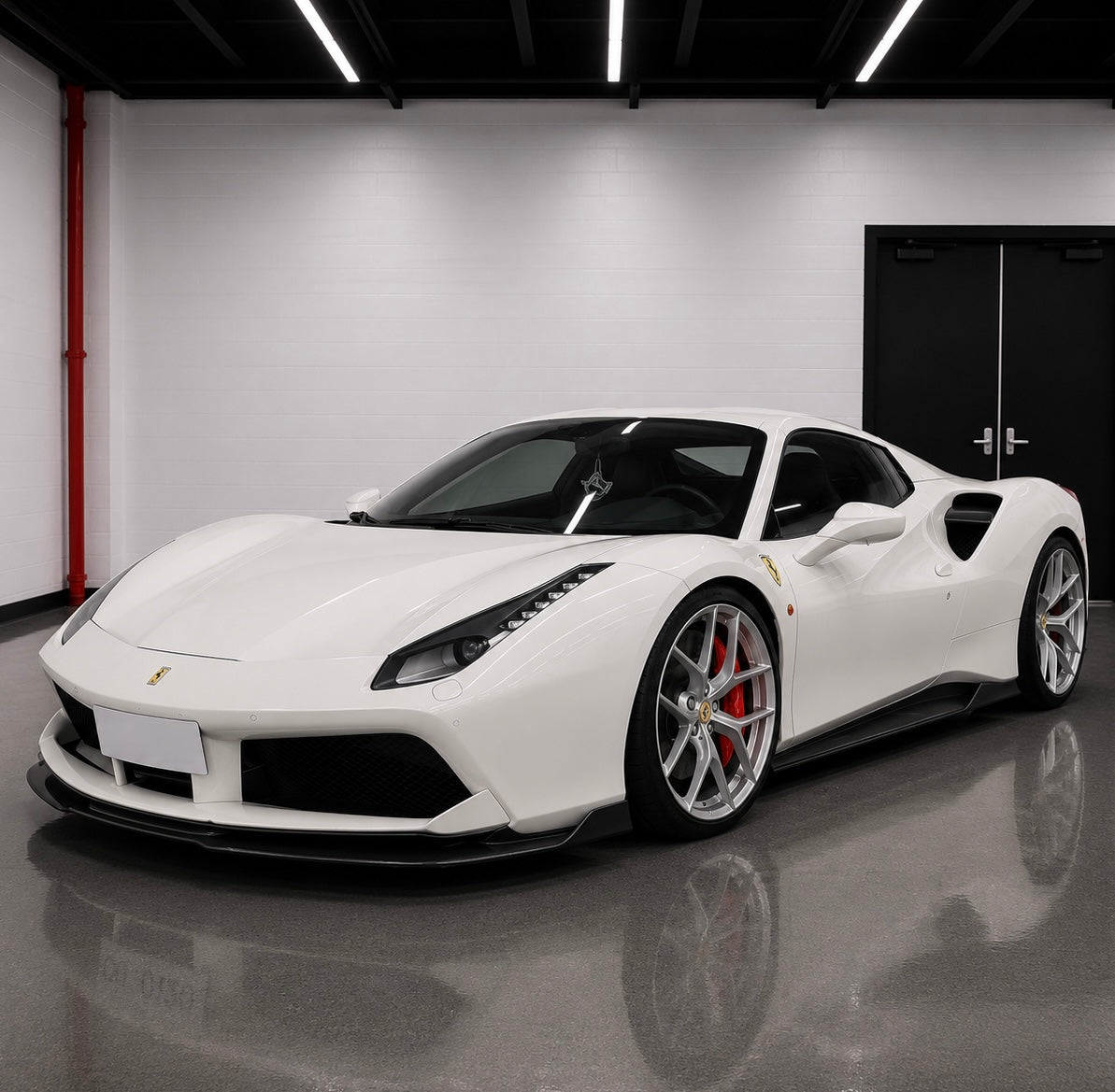Ferrari 488 V-Style Carbon Fiber Front Splitter - Exotics Carbon Design