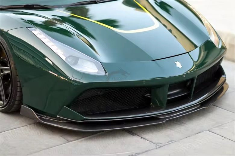 Ferrari 488 V-Style Carbon Fiber Front Splitter - Exotics Carbon Design