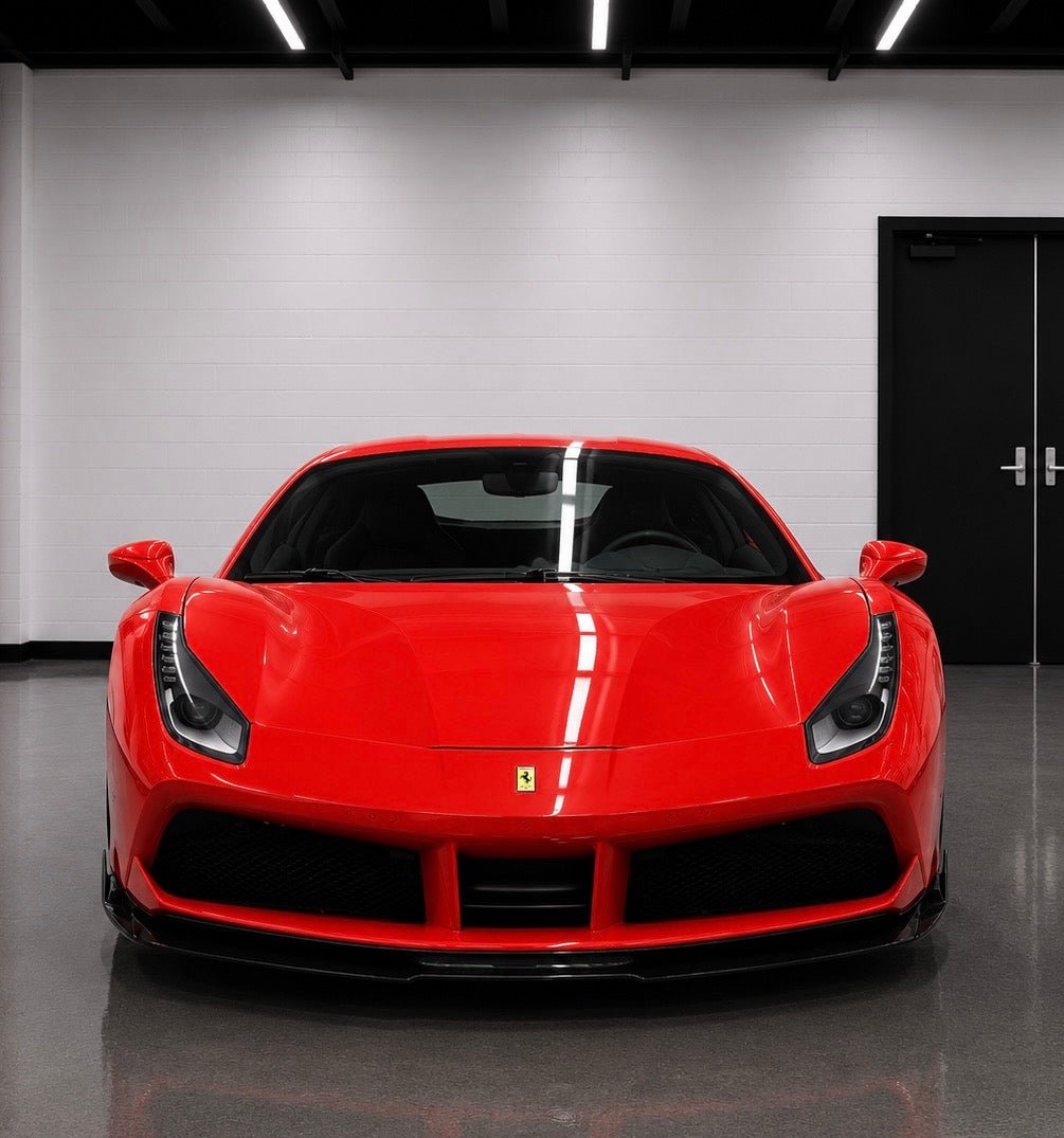 Ferrari 488 V-Style Carbon Fiber Front Splitter - Exotics Carbon Design