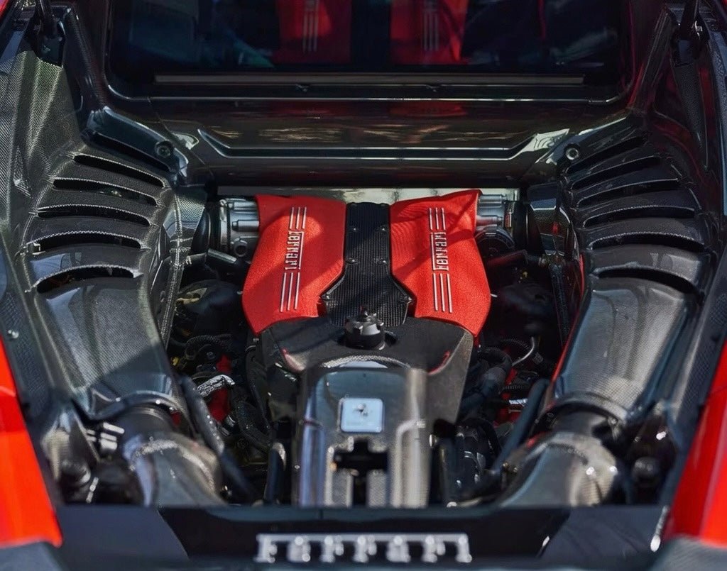 Ferrari F8/488 Carbon Fiber Engine Lock Plate Cover - Exotics Carbon Design