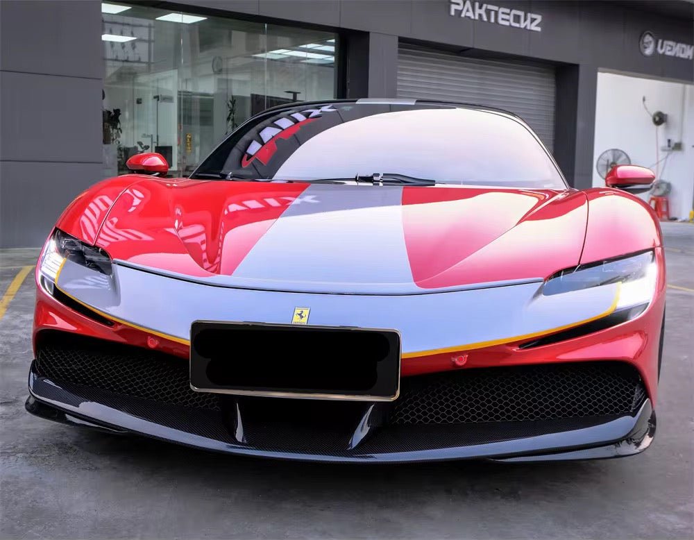 Ferrari SF90 – Carbon Fiber Multi - Piece Front Lip - Exotics Carbon Design