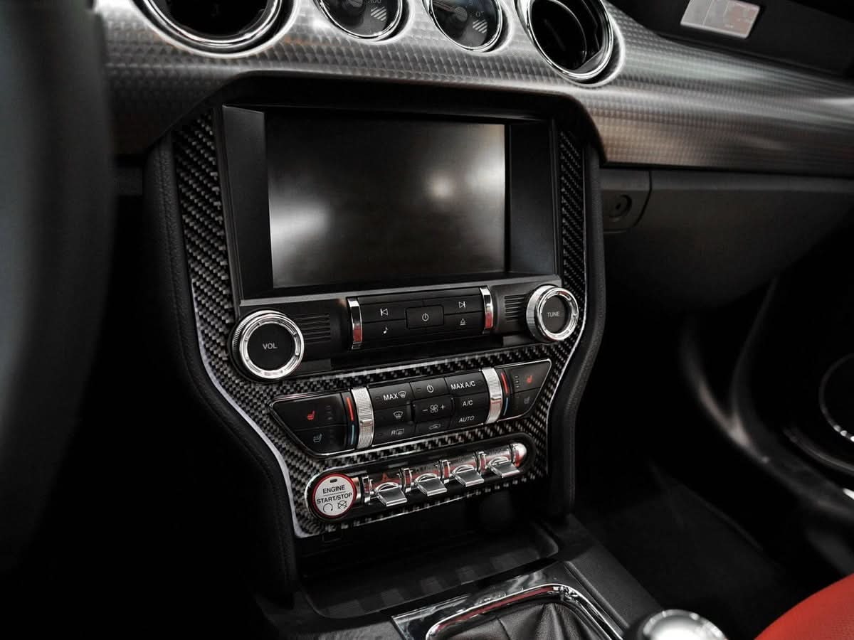 Ford Mustang (2015–2023) – Carbon Fiber Multimedia Panel Interior Trim - Exotics Carbon Design