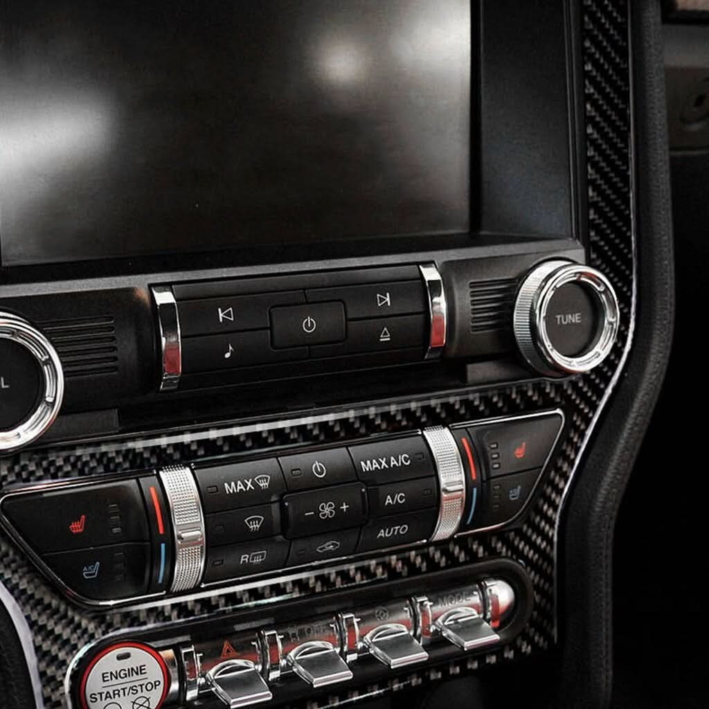 Ford Mustang (2015–2023) – Carbon Fiber Multimedia Panel Interior Trim - Exotics Carbon Design