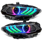 Ford Mustang (2018–2023) – RGB DRL ColorSHIFT LED Headlights w/ Sequential Turn Signal - Exotics Carbon Design