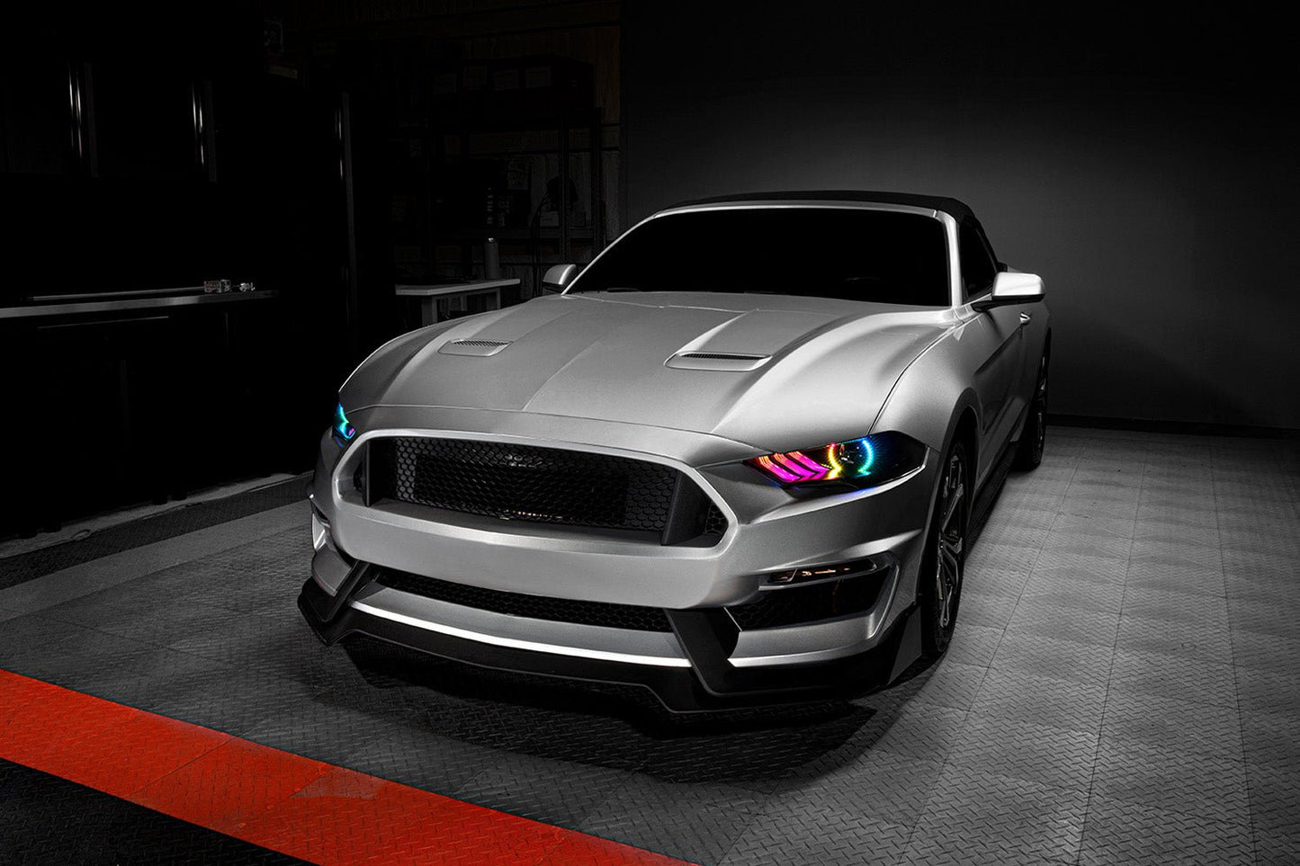 Ford Mustang (2018–2023) – RGB DRL ColorSHIFT LED Headlights w/ Sequential Turn Signal - Exotics Carbon Design