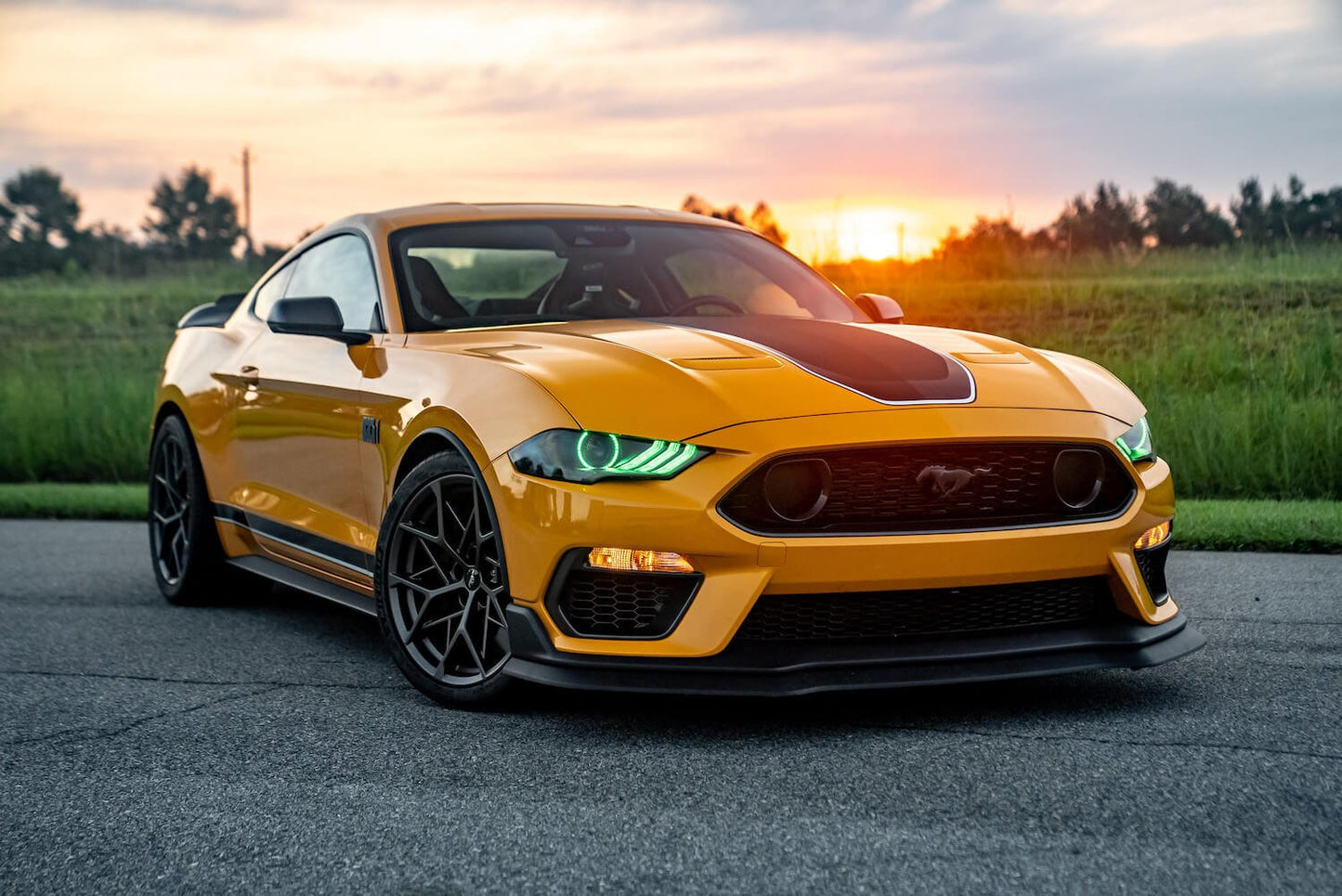Ford Mustang (2018–2023) – RGB DRL ColorSHIFT LED Headlights w/ Sequential Turn Signal - Exotics Carbon Design