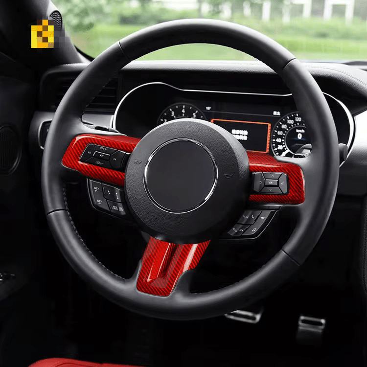 Ford Mustang S550 (2015–2023) – Carbon Fiber Steering Wheel Trim - Exotics Carbon Design