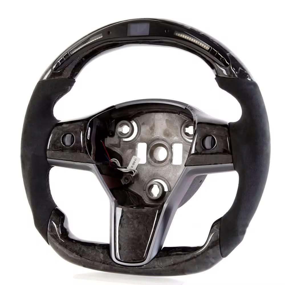 Forged Carbon Race Inspired Steering Wheel with LED RPM Display – Tesla Model 3 / Model Y (2017–2023) - Exotics Carbon Design