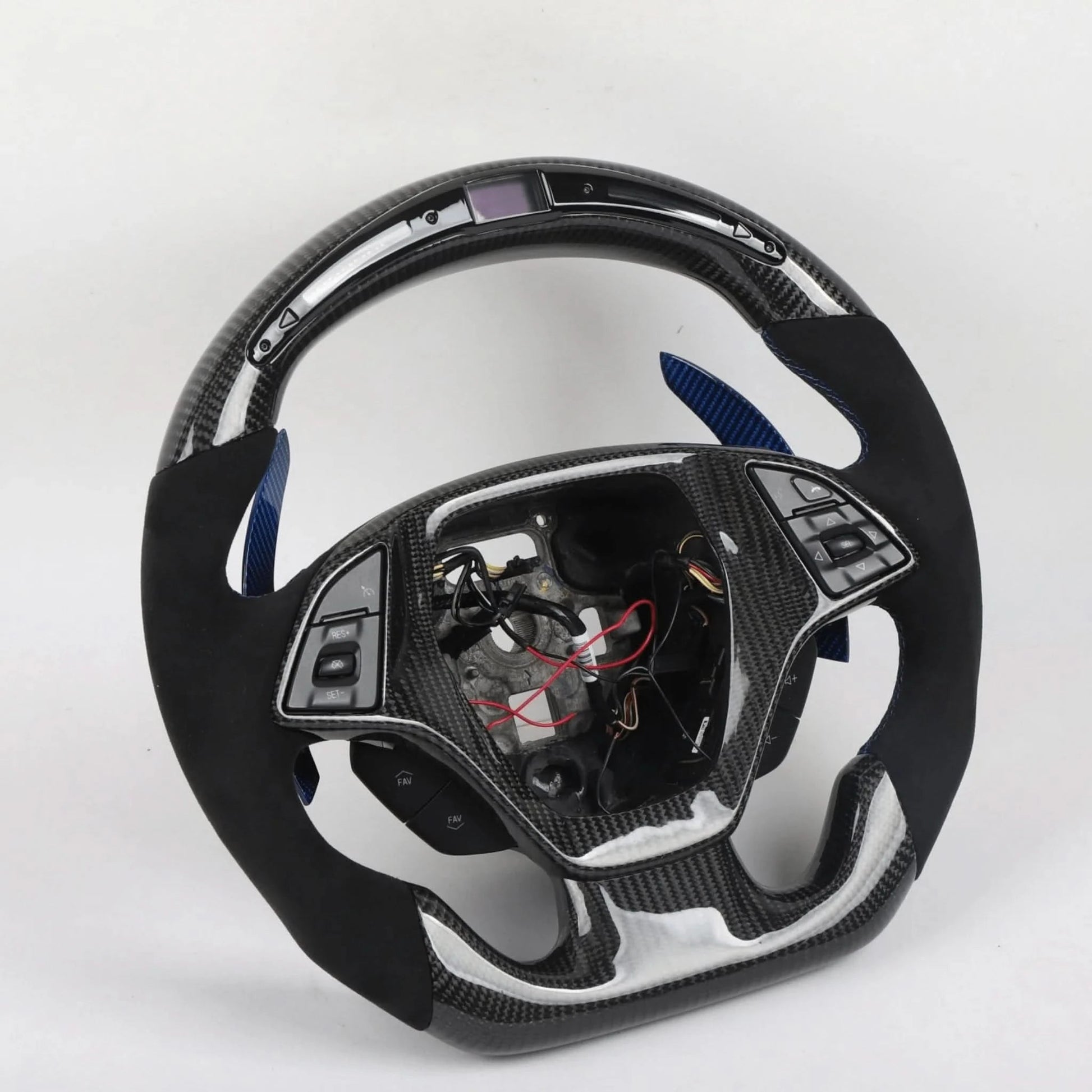 Full Carbon Fiber LED Steering Wheel with Alcantara Grips - Chevrolet Camaro (2016–2024) - Exotics Carbon Design