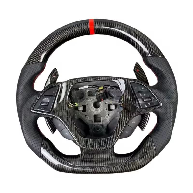 Full Carbon Fiber Perforated Leather Grips Steering Wheel - Chevrolet Camaro (2016–2024) - Exotics Carbon Design
