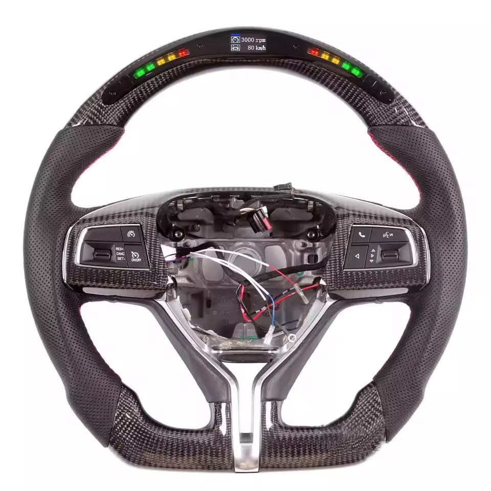 LED Carbon Fiber & Leather Steering Wheel - Maserati Ghibli (2014–2022) - Exotics Carbon Design