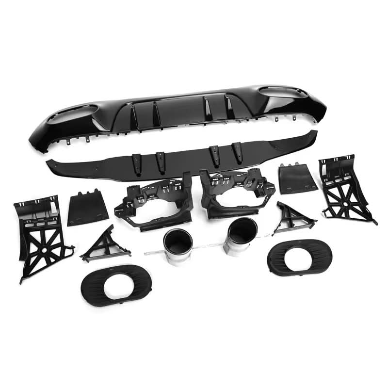 Mercedes - Benz CLA 117 A35 AMG – Gloss Black Rear Diffuser with Exhaust Tips - Exotics Carbon Design