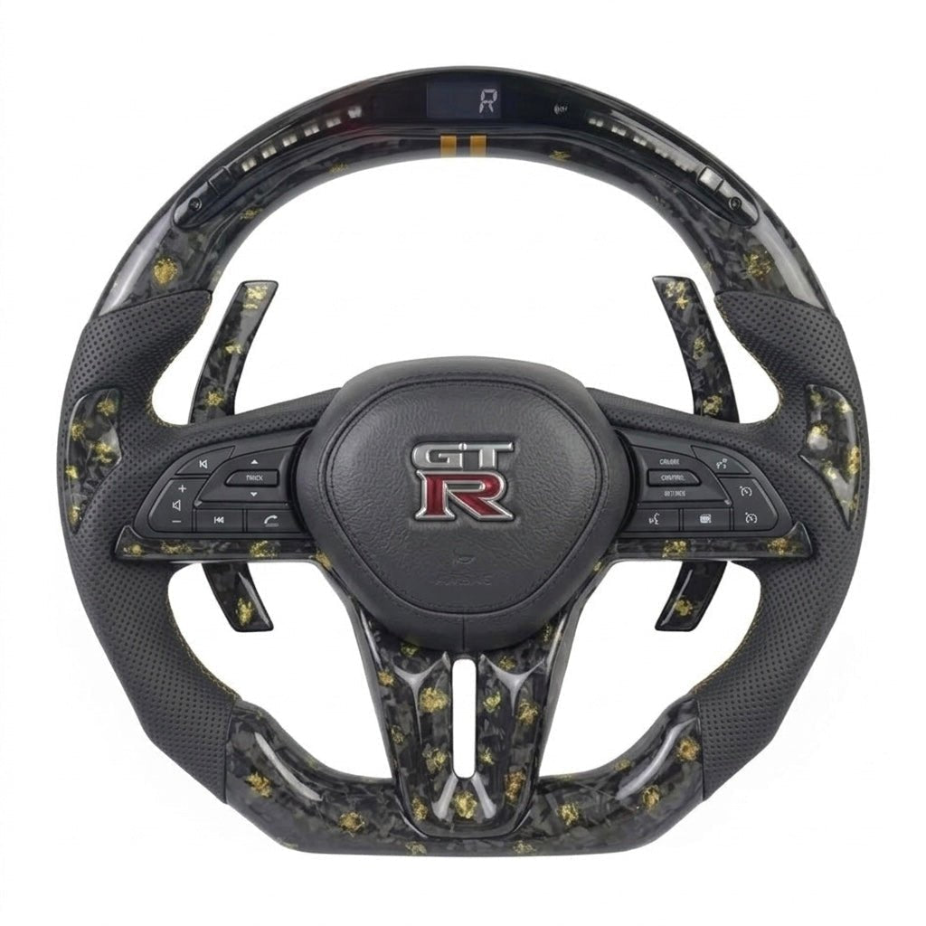 Nissan GT-R R35 Forged Carbon Fiber Steering Wheel with LED Display - Exotics Carbon Design