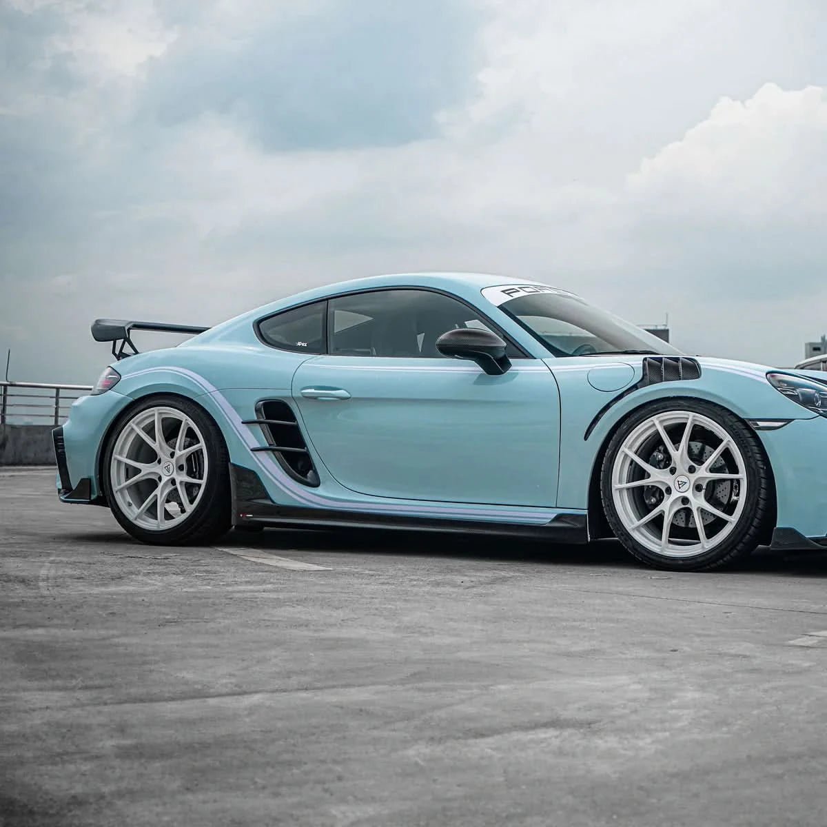 Porsche 718 Cayman & Boxster - TAKD V2 Pre - Preg Carbon Fiber Side Skirts - Exotics Carbon Design