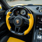 Porsche 911 (991.2) & Porsche 718 Custom Yellow Leather & Carbon Fiber Steering Wheel - Exotics Carbon Design