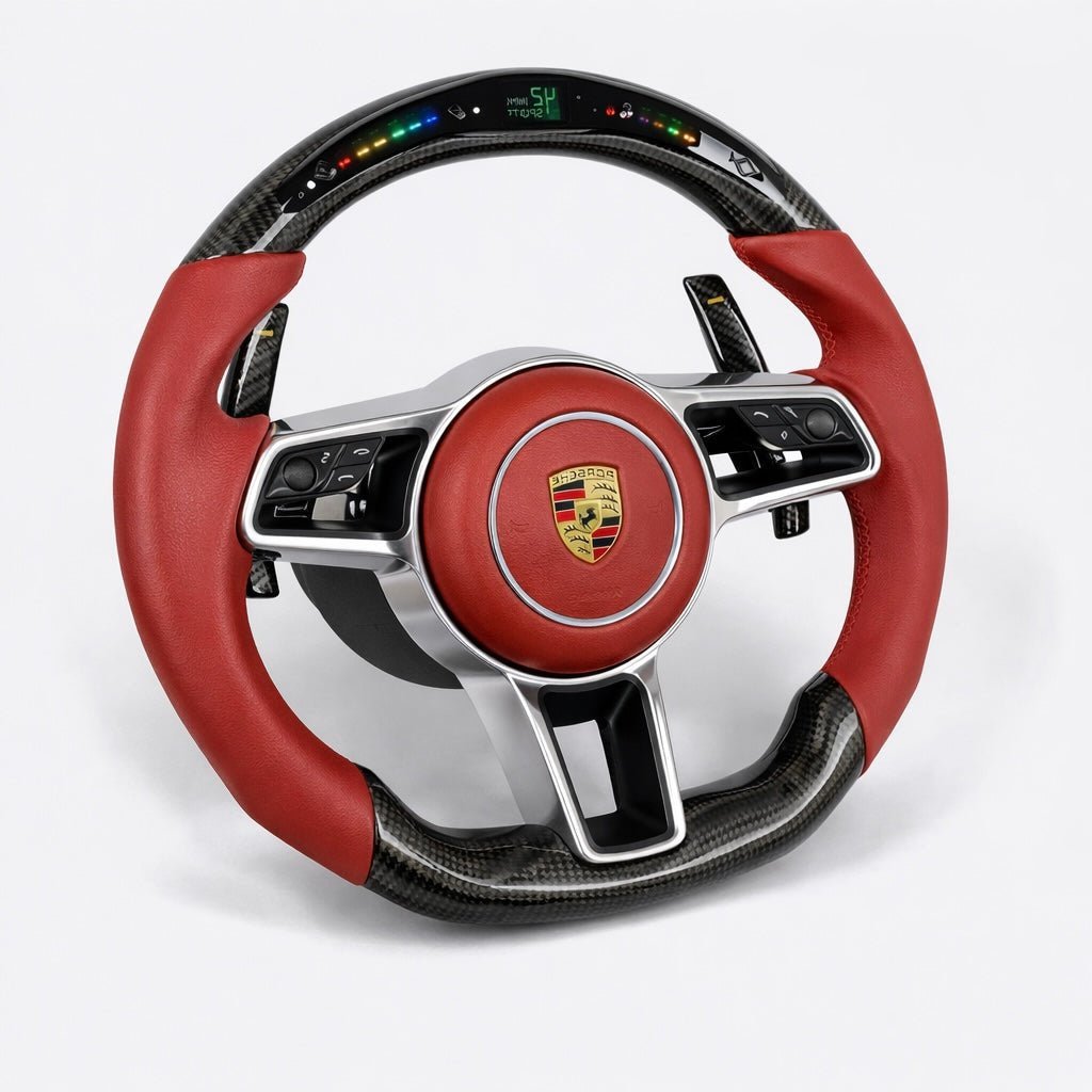 Porsche 911 (991.2) & Porsche 718 Leather & Carbon Fiber Steering Wheel - Exotics Carbon Design