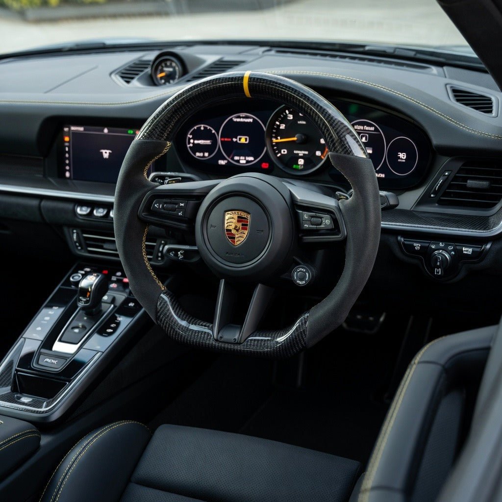 Porsche 911 (992) Carbon Fiber & Alcantara Steering Wheel - Exotics Carbon Design