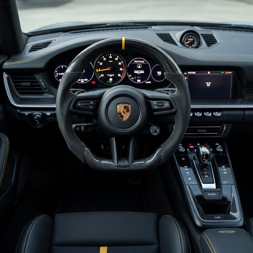 Porsche 911 (992) Carbon Fiber & Alcantara Steering Wheel - Exotics Carbon Design