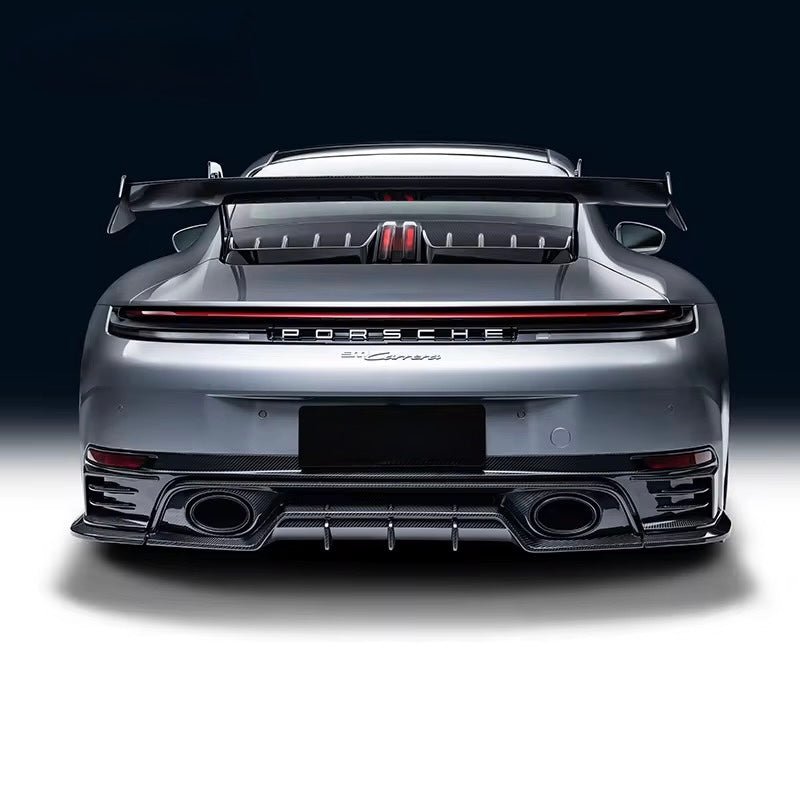 Porsche 911 (992) Carrera / Carrera S / Carrera 4S P.T Style Carbon Fiber Upper Rear Diffuser - Exotics Carbon Design
