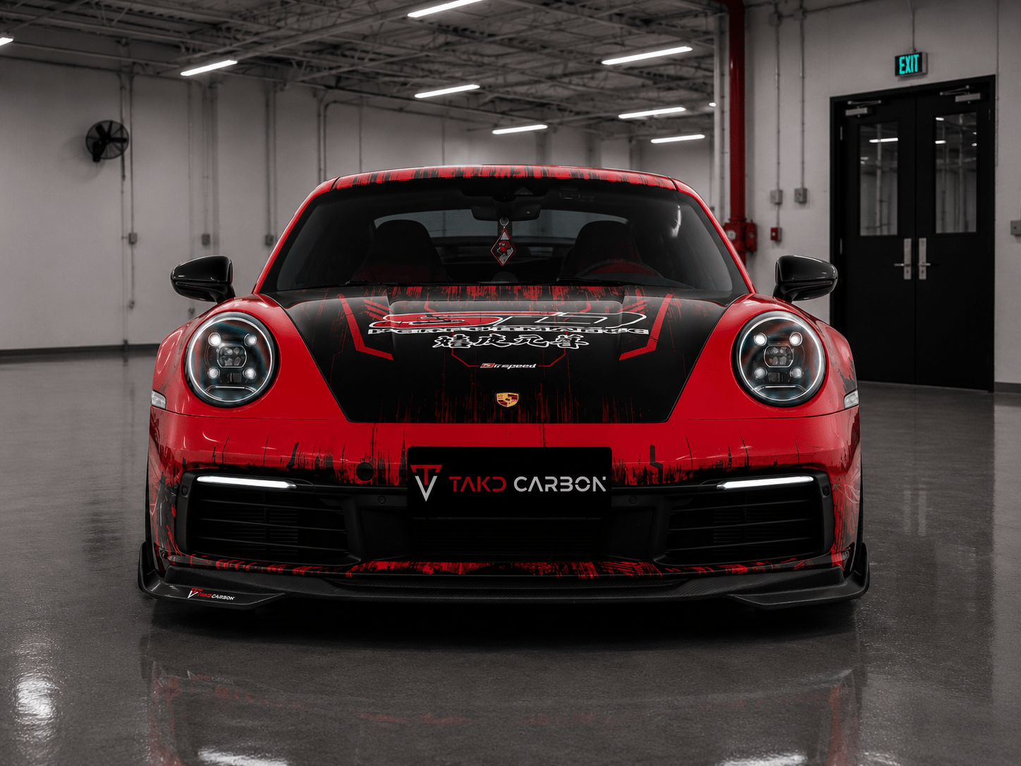 Porsche 992 911 Carrera – TAKD Style Pre-Preg Carbon Fiber Front Splitter - Exotics Carbon Design
