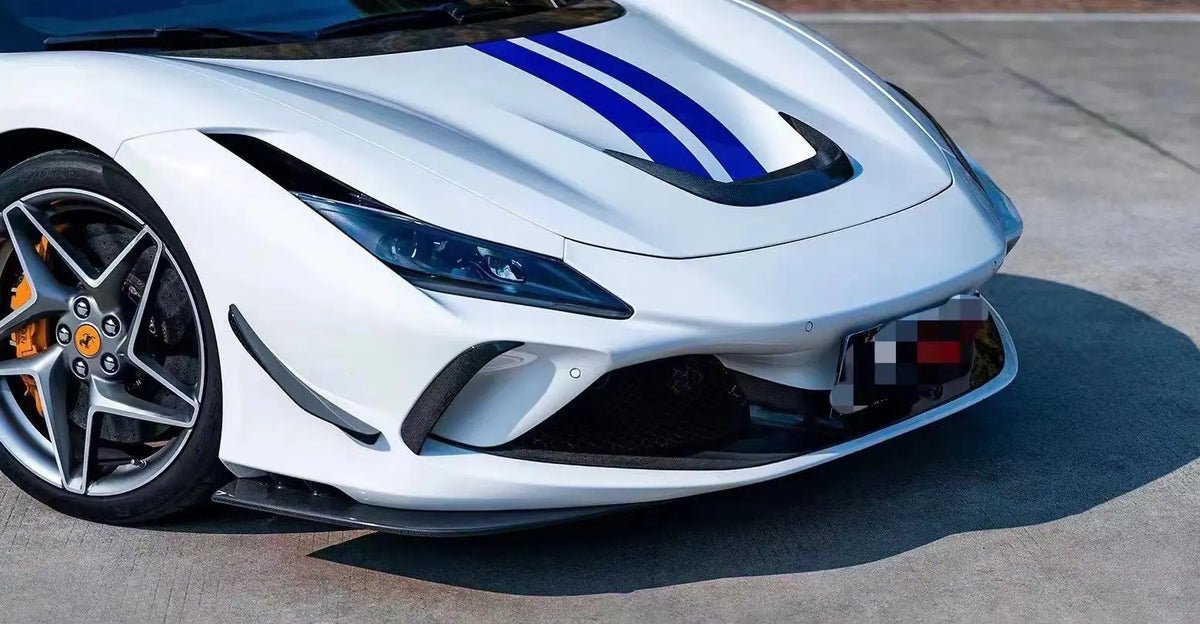 Premium Dry Carbon Fiber Front Hood Vent Trim for Ferrari F8 Tributo / F8 Spider - Exotics Carbon Design