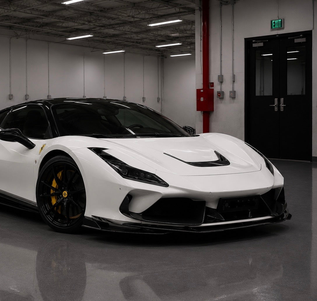 Premium Dry Carbon Fiber Front Hood Vent Trim for Ferrari F8 Tributo / F8 Spider - Exotics Carbon Design