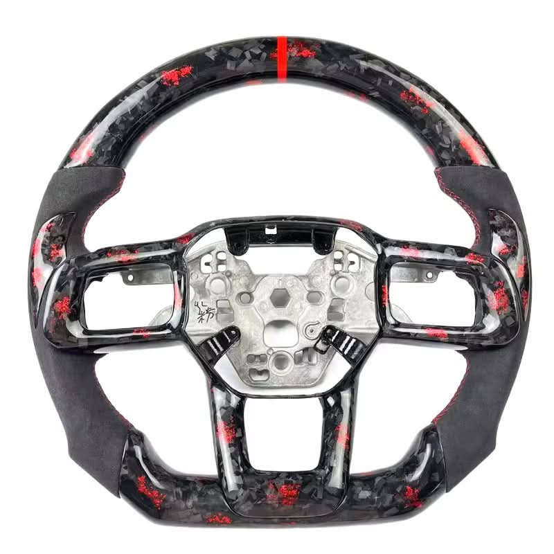 Red Forged Carbon Fiber Steering Wheel – Ford Mustang S650 (2024+) - Exotics Carbon Design
