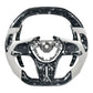 TDD-Style Forged Carbon Steering Wheel Flat Bottom & White Grips for Nissan GTR R35 (2017–2020) - Exotics Carbon Design