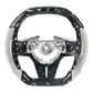 TDD-Style Forged Carbon Steering Wheel Flat Bottom & White Grips for Nissan GTR R35 (2017–2020) - Exotics Carbon Design
