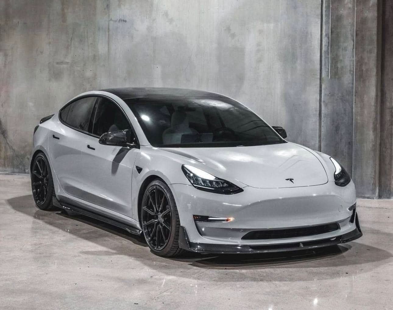 Tesla Model 3 - Carbon Fiber Exotic Design Front Lip - Exotics Carbon Design