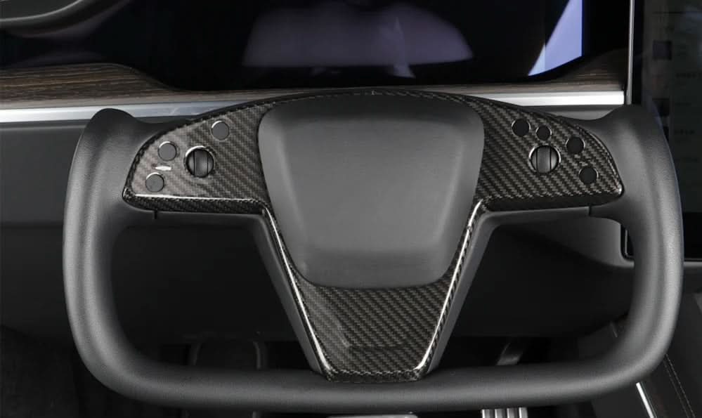 Tesla Model S / Model X (2021–2024) Carbon Fiber Steering Wheel Button Cover – Sporty Interior Upgrade - Exotics Carbon Design