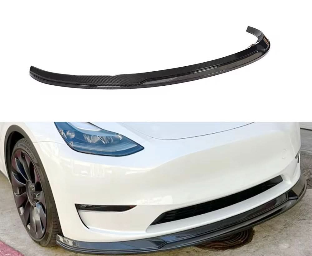 Tesla Model Y (2020 - 2024) - Carbon Fiber Exotic Design Front Lip - Exotics Carbon Design