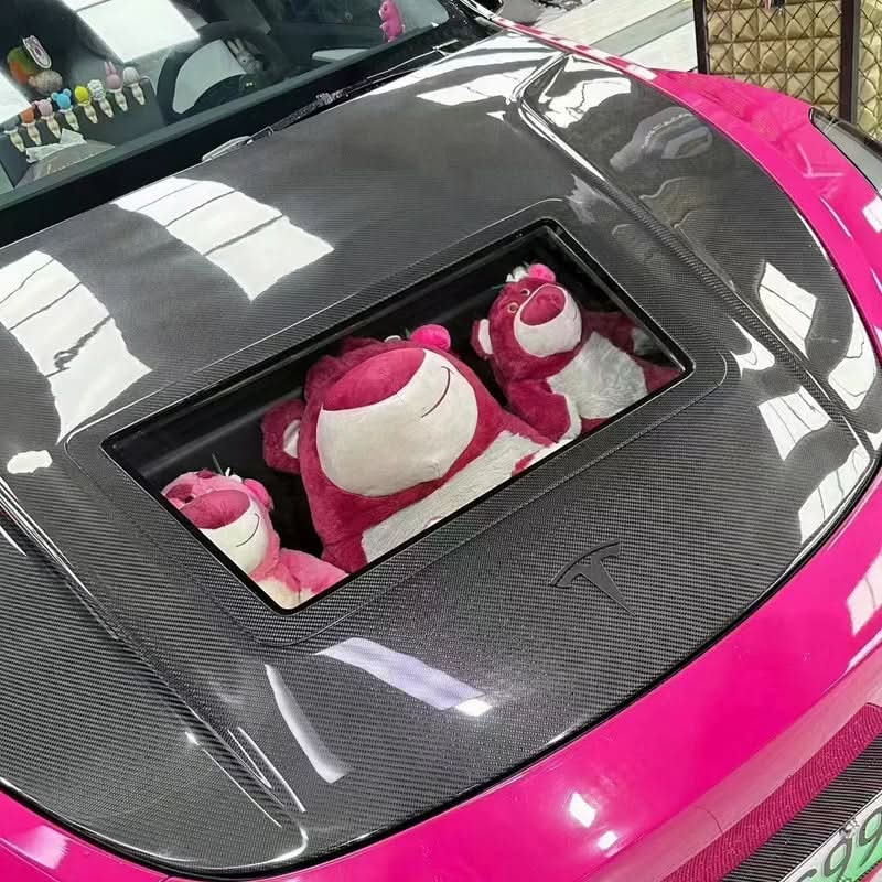 Tesla Model Y (2020 - 2024) - Engine - Show Carbon Fiber Front Hood For Sporty Look - Exotics Carbon Design