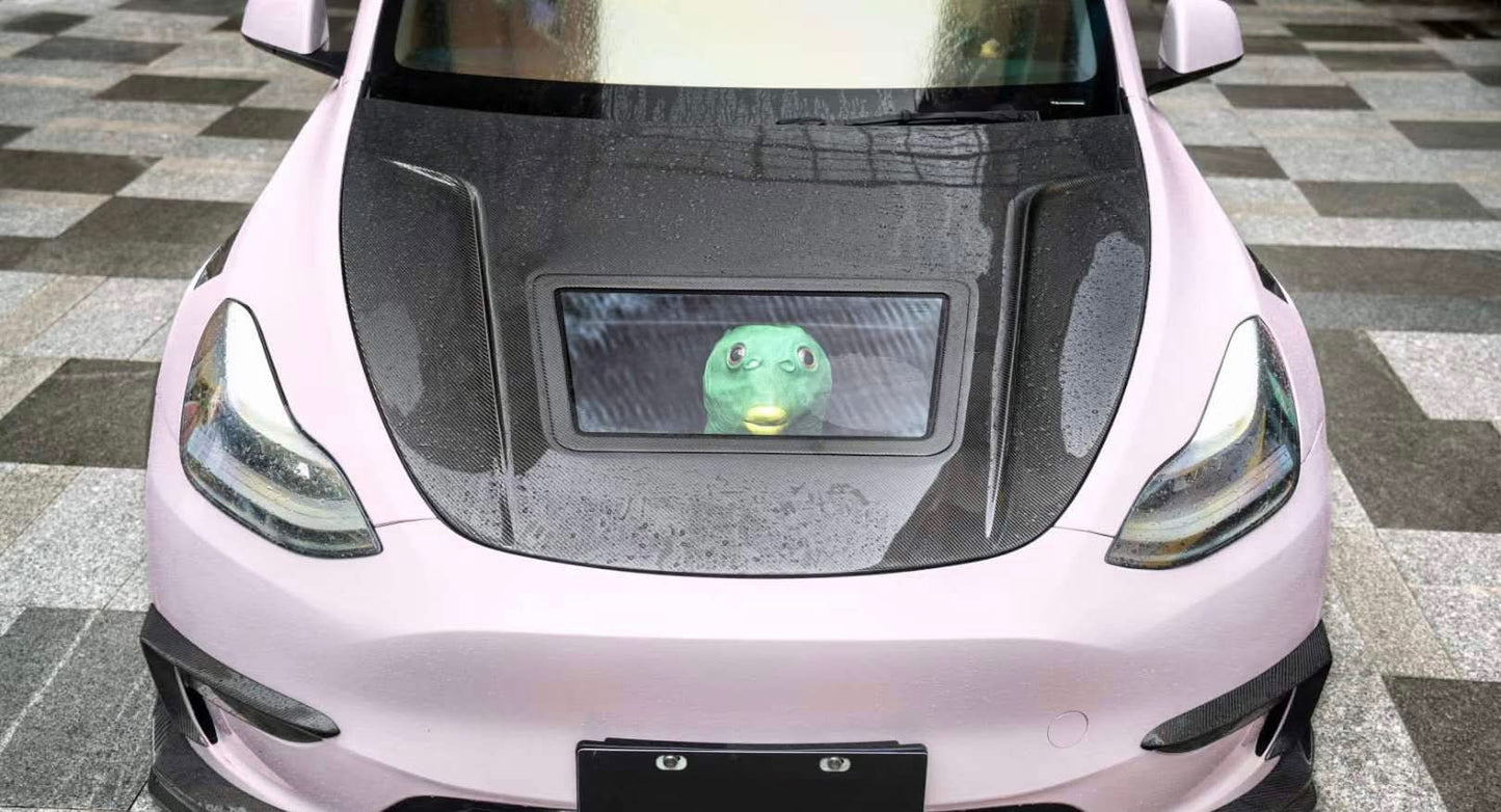 Tesla Model Y (2020 - 2024) - Engine - Show Carbon Fiber Front Hood For Sporty Look - Exotics Carbon Design
